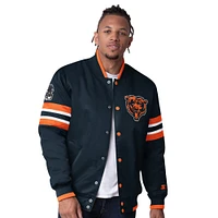 Men's Starter Navy Chicago Bears Scout I Full-Snap Varsity Jacket