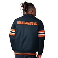 Men's Starter Navy Chicago Bears Scout I Full-Snap Varsity Jacket