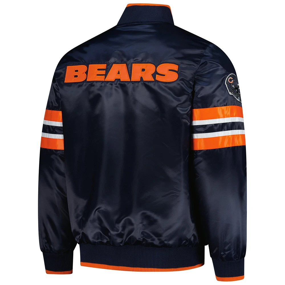 Men's Starter Navy Chicago Bears Scout I Full-Snap Varsity Jacket