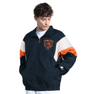 Men's Starter Navy Chicago Bears Yard Line Full-Zip Jacket