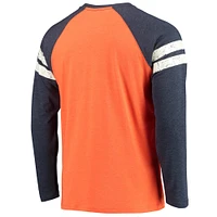 T-shirt à manches longues Raglan Starter Orange/Bleu marine Chicago Bears Throwback League pour homme