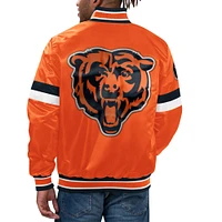 Veste universitaire en satin à bouton-pression pour hommes Starter Orange Chicago Bears Home Game