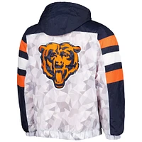 Men's Starter White/Navy Chicago Bears Thursday Night Gridiron Raglan Half-Zip Hooded Jacket