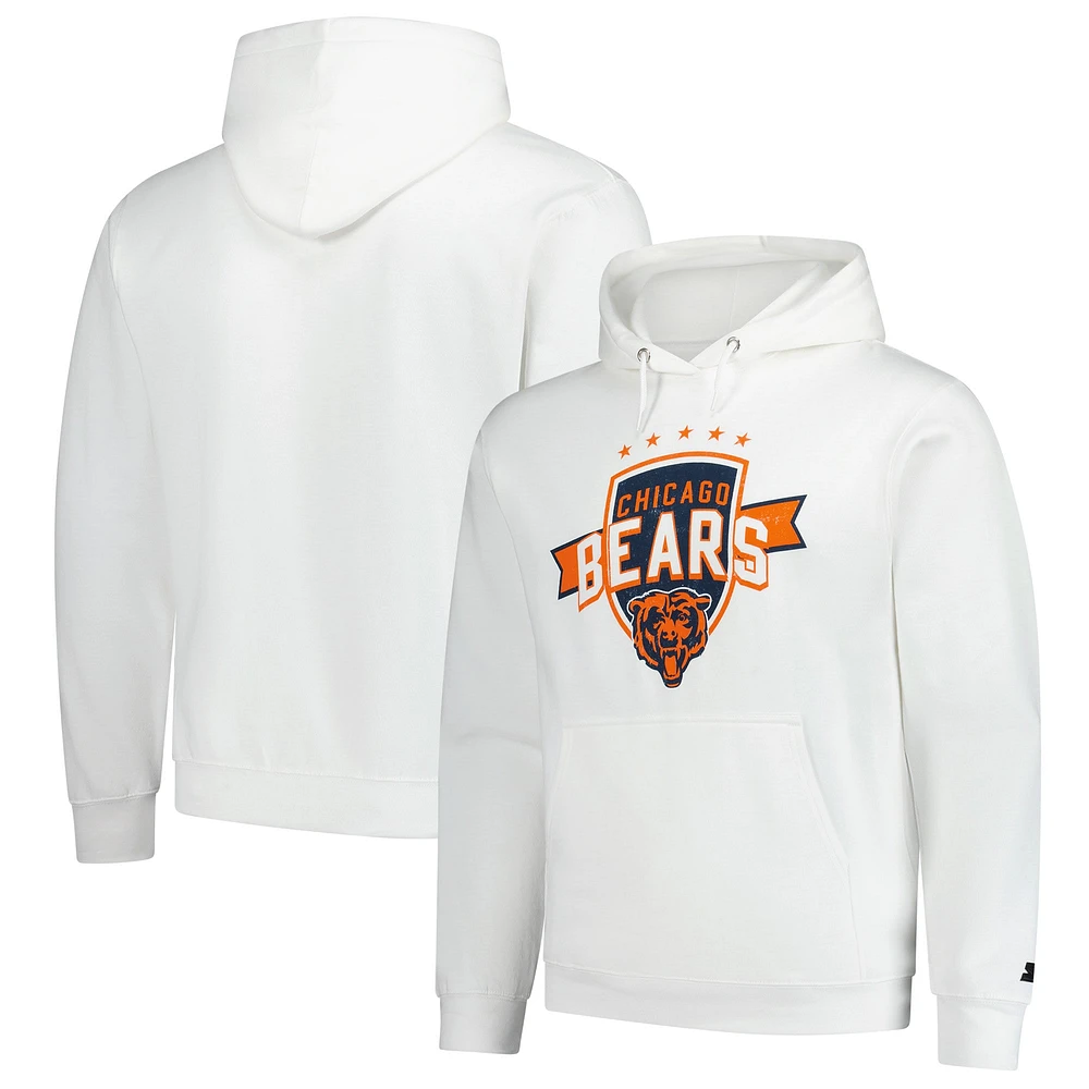 Men's Starter White Chicago Bears Vintage Pullover Hoodie