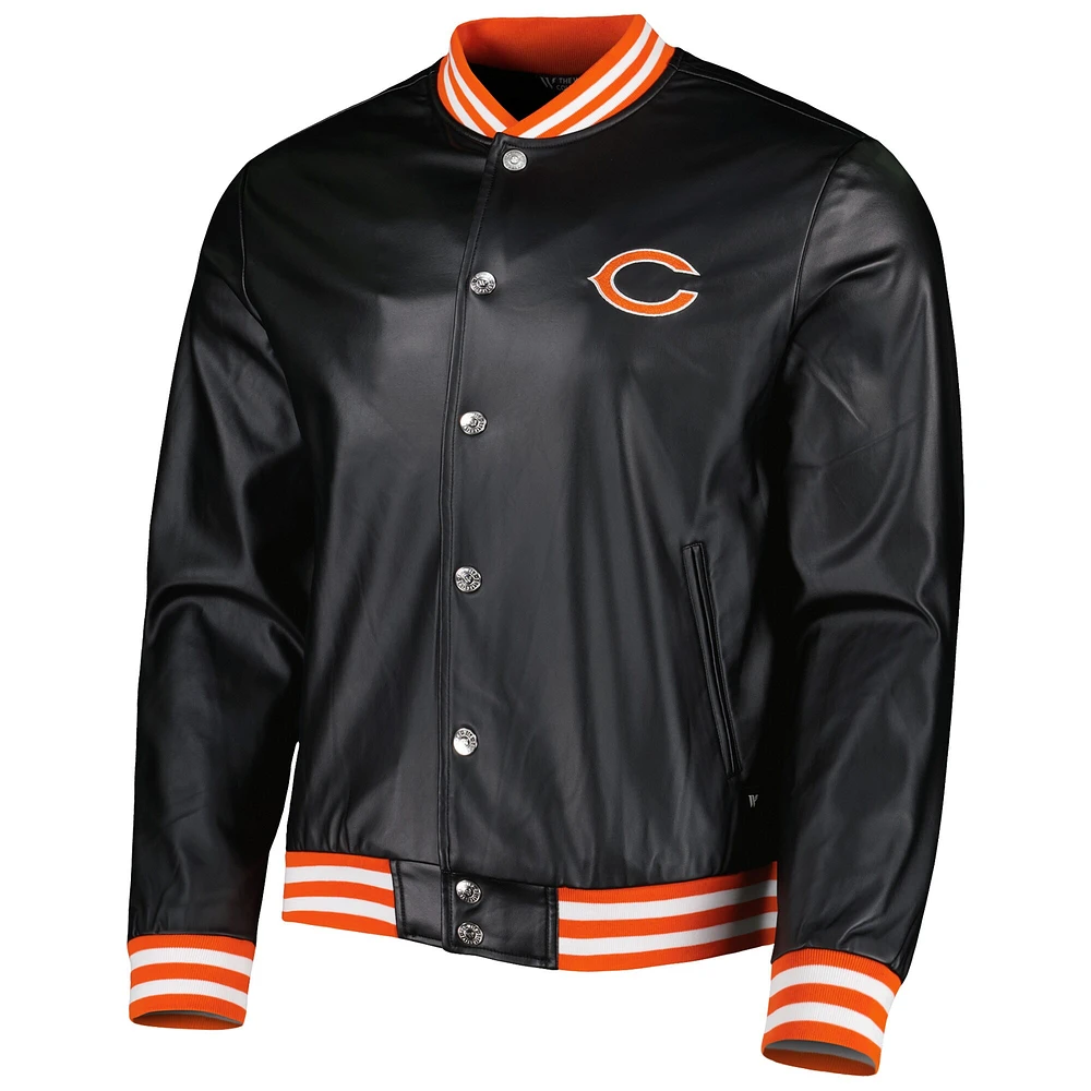 Blouson aviateur métallisé The Wild Collective Chicago Bears pour homme, noir