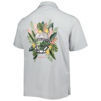 Men's Tommy Bahama Gray Chicago Bears Coconut Point Frondly Fan Camp IslandZone Button-Up Shirt