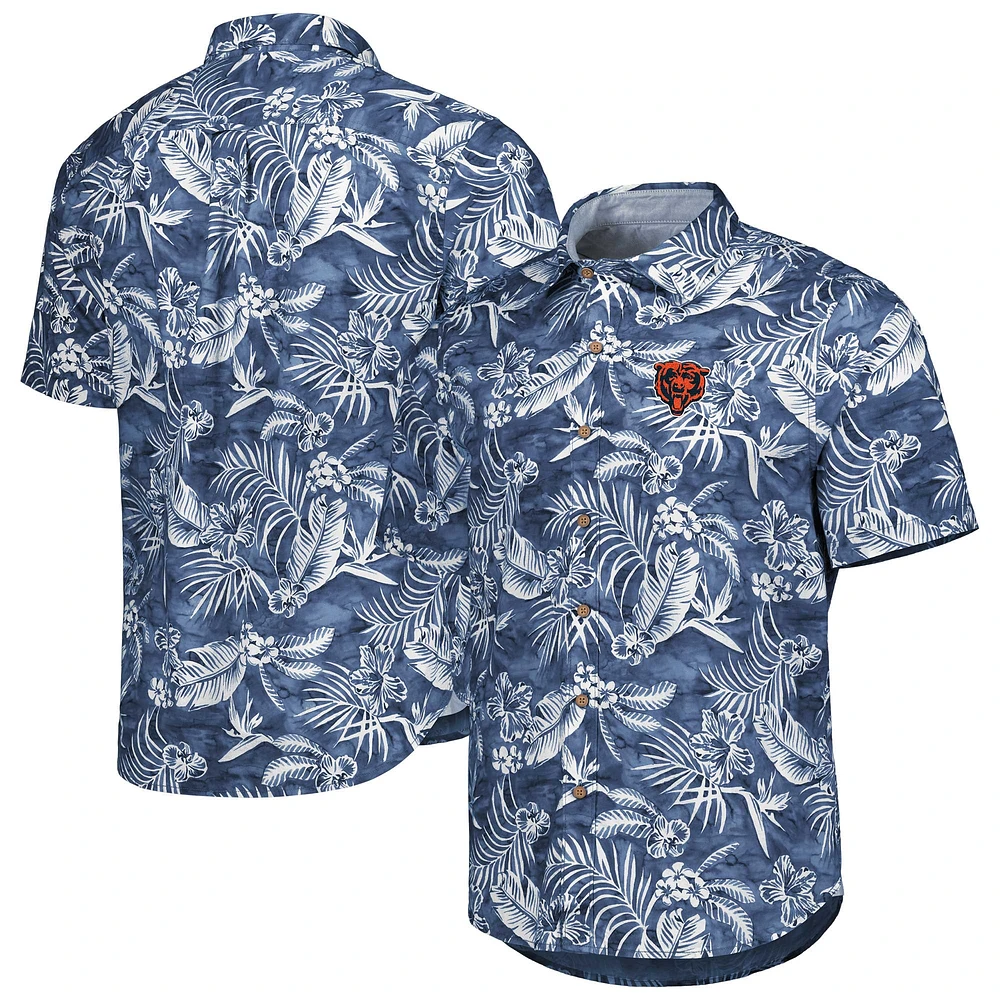 Chemise Tommy Bahama Navy Chicago Bears Aqua Lush entièrement boutonnée pour homme