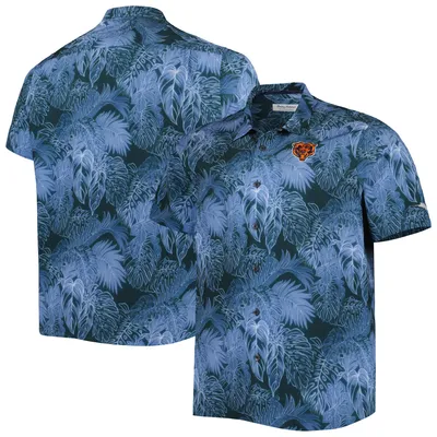 Men's New York Yankees Tommy Bahama Navy Big & Tall Luminescent Fronds Camp  IslandZone Button-Up Shirt