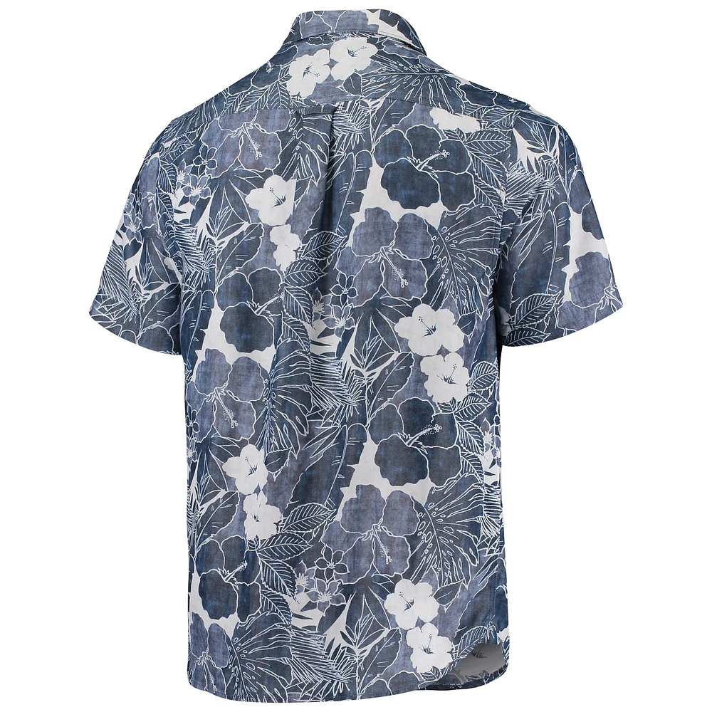 Chemise boutonnée Tommy Bahama Navy Chicago Bears Coconut Point Playa Floral IslandZone pour hommes