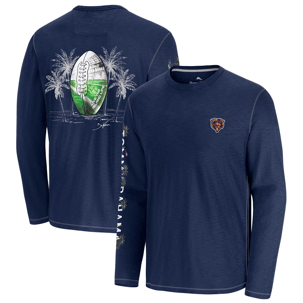 T-shirt à manches longues Tommy Bahama bleu marine Chicago Bears Oasis Endzone Lux pour homme