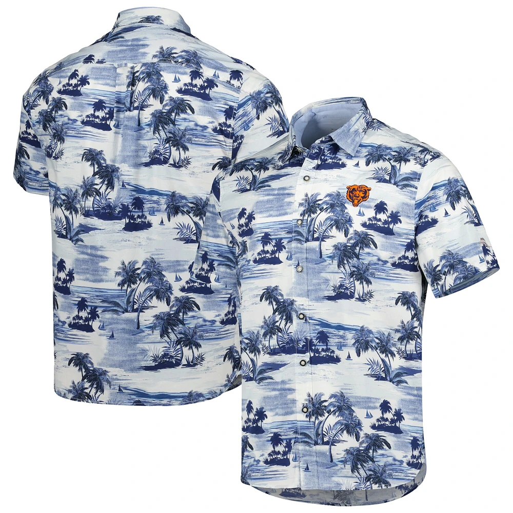 Chemise boutonnée Tommy Bahama Chicago Bears Sport Tropical Horizons pour homme, bleu marine