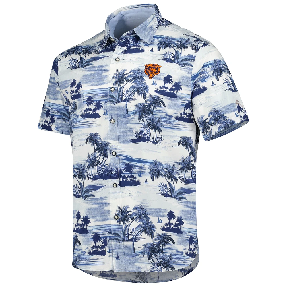 Chemise boutonnée Tommy Bahama Chicago Bears Sport Tropical Horizons pour homme, bleu marine