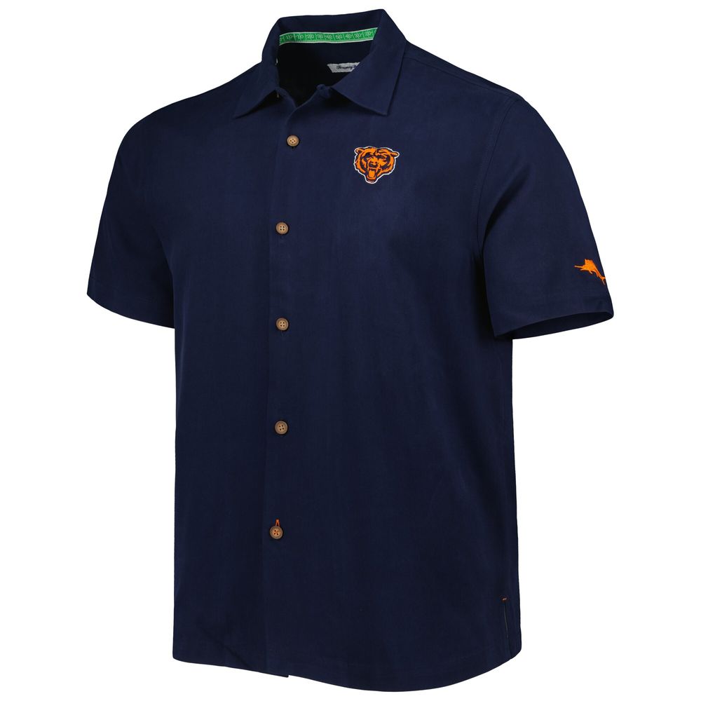 Men's Tommy Bahama Navy Chicago Bears Top of Your Game Camp Button-Up Shirt