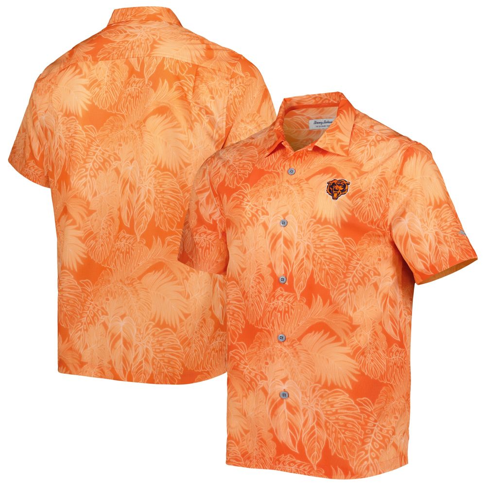 Men's Tommy Bahama Orange Chicago Bears Coast Luminescent Fronds Camp IslandZone Button-Up Shirt