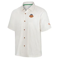 Chemise boutonnée rétro blanche pour homme Tommy Bahama Chicago Bears Coconut Matchup Camp