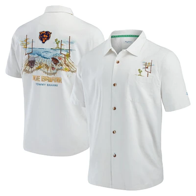 Men's Tommy Bahama  White Chicago Bears Tide Breaker IslandZone Camp Button-Up Shirt