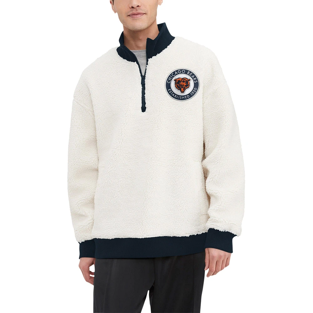 Sweat-shirt crème à quart de zip Tommy Hilfiger Chicago Bears Jordan Sherpa pour hommes