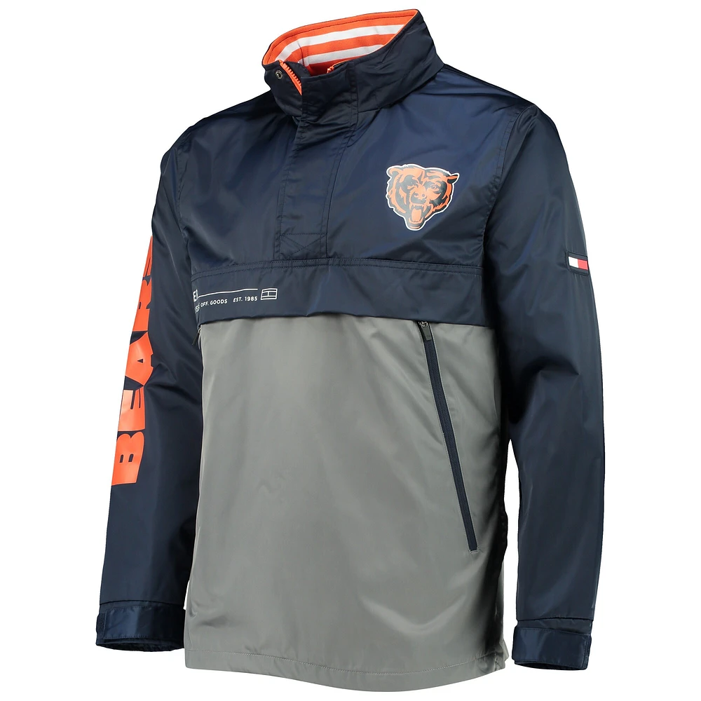 Veste à capuche anorak Tommy Hilfiger pour hommes, bleu marine/gris, Chicago Bears, quart de zip