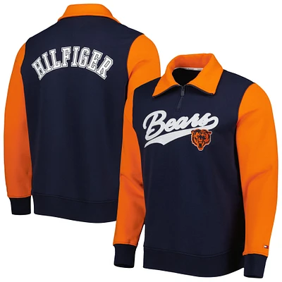 Sweat Tommy Hilfiger bleu marine/orange Chicago Bears Aiden Quarter-Zip pour homme