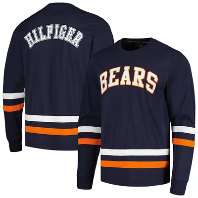 T-shirt à manches longues Tommy Hilfiger pour hommes Chicago Bears Nolan bleu marine/orange