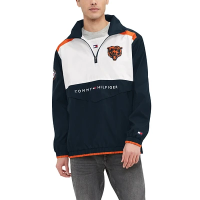 Men's Tommy Hilfiger Navy/White Chicago Bears Carter Half-Zip Hooded Top