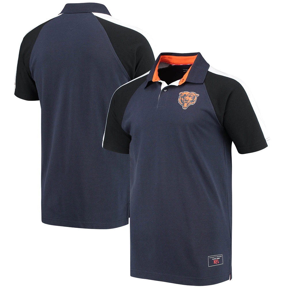 Polo à manches raglan Tommy Hilfiger Chicago Bears Holden pour homme bleu marine/blanc