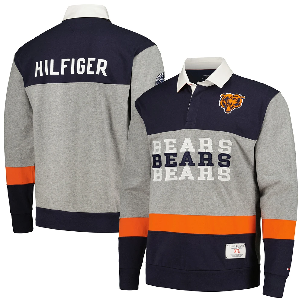 Polo surdimensionné à manches longues de rugby Tommy Hilfiger pour hommes Chicago Bears Connor bleu marine