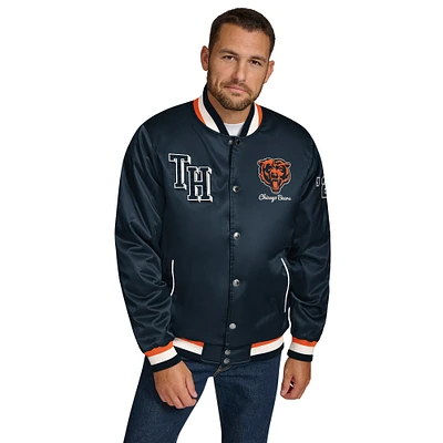 Veste en satin à boutons-pression Dante bleu marine pour homme Tommy Hilfiger Chicago Bears