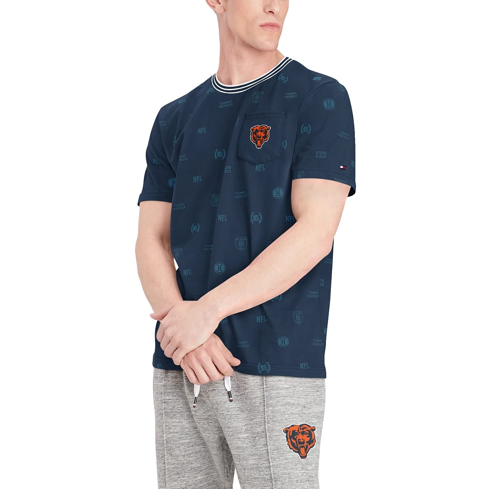 T-shirt à poche Tommy Hilfiger pour homme bleu marine Chicago Bears Essential