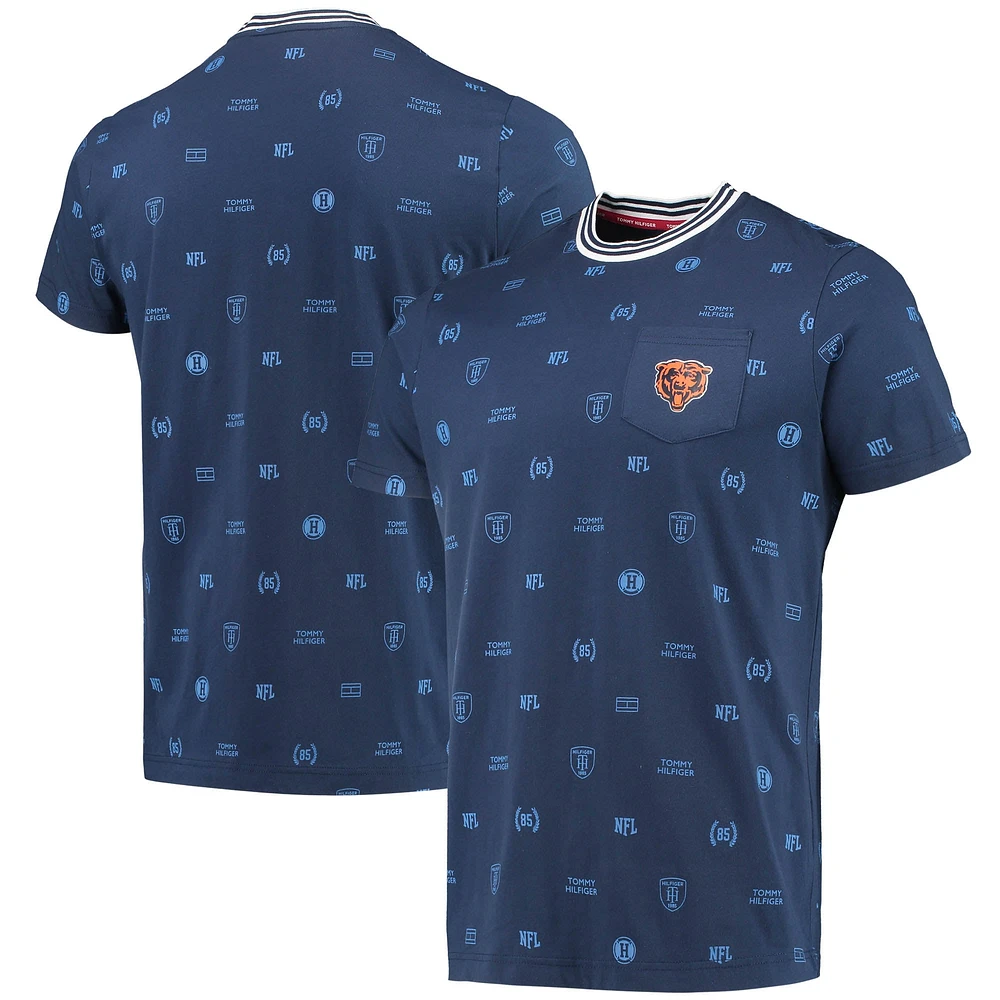 T-shirt à poche Tommy Hilfiger pour homme bleu marine Chicago Bears Essential