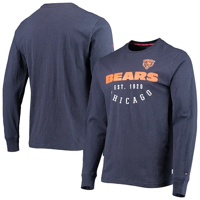 T-shirt à manches longues Tommy Hilfiger pour homme bleu marine Chicago Bears Peter