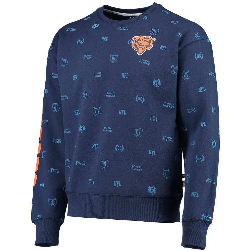 Men's Tommy Hilfiger Navy Chicago Bears Reid Graphic - Pullover Sweatshirt