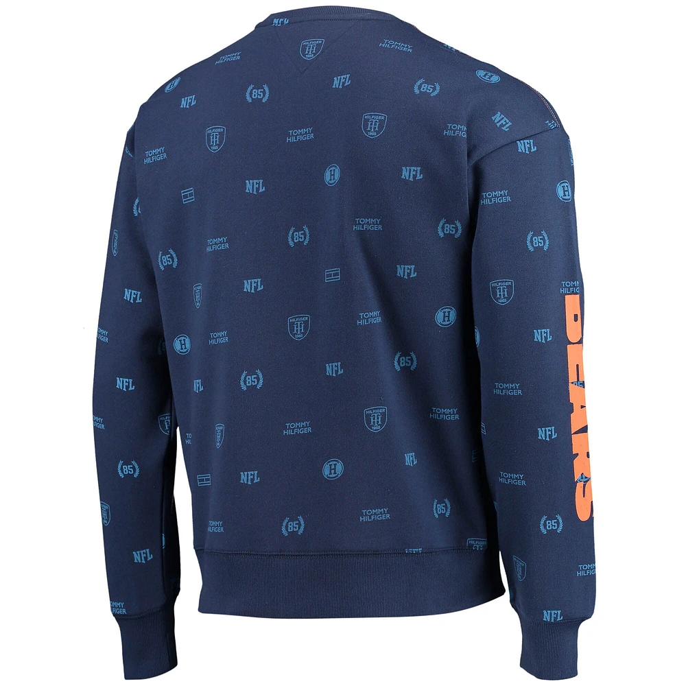 Men's Tommy Hilfiger Navy Chicago Bears Reid Graphic - Pullover Sweatshirt