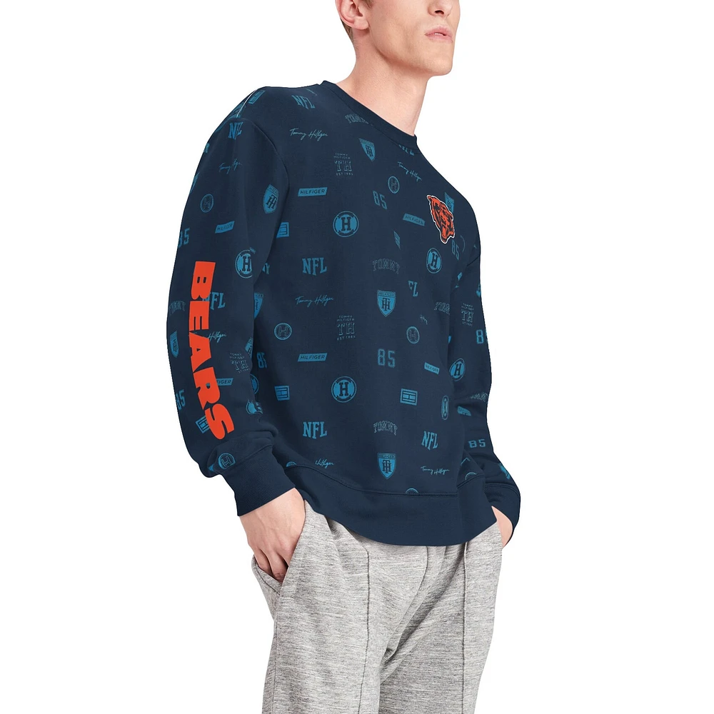 Men's Tommy Hilfiger Navy Chicago Bears Reid Graphic - Pullover Sweatshirt
