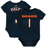 Newborn & Infant Justin Fields Navy Chicago Bears Mainliner Player Name Number Bodysuit