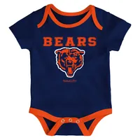 Newborn & Infant Mitchell Ness Navy/Orange Chicago Bears Throwback Bodysuit Bib Booties Set