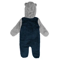 Newborn & Infant Navy/Gray Chicago Bears Game Nap Teddy Fleece Bunting - Full-Zip Sleeper