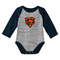 Newborn & Infant Navy/Heathered Gray Chicago Bears Born To Win Two-Pack Long Sleeve Bodysuit Set