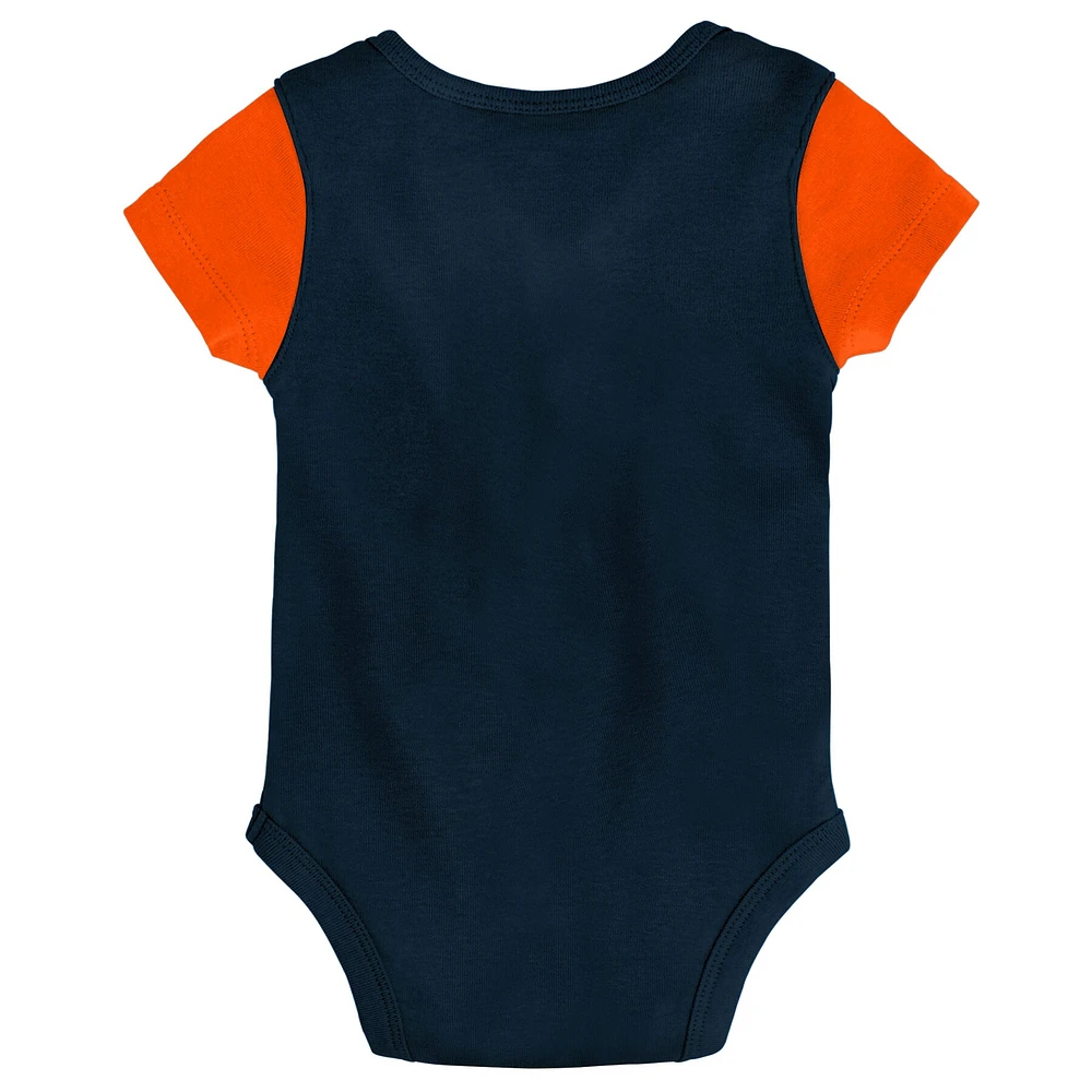 Ensemble bavoir et bottillons 3 pièces pour nouveau-né bébé Chicago Bears bleu marine/orange Little Champ