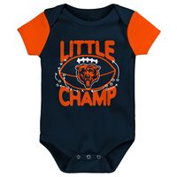 Newborn & Infant Navy/Orange Chicago Bears Little Champ Three-Piece Bodysuit Bib Booties Set