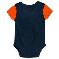 Newborn & Infant Navy/Orange Chicago Bears Little Champ Three-Piece Bodysuit Bib Booties Set