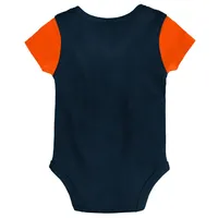 Ensemble bavoir et chaussons trois pièces pour nouveau-né bébé Chicago Bears bleu marine/orange Little Champ