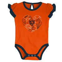 Ensemble de body deux pièces bleu marine/orange Chicago Bears Too Much Love pour nouveau-né et nourrisson