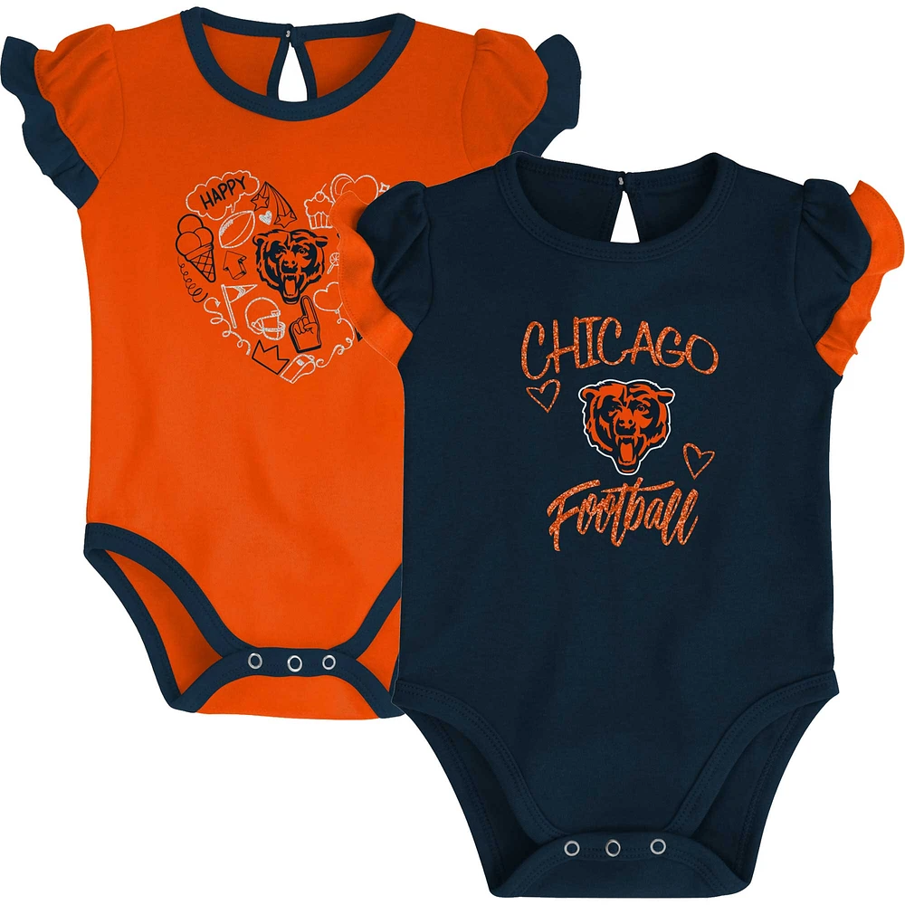 Ensemble de body deux pièces bleu marine/orange Chicago Bears Too Much Love pour nouveau-né et nourrisson