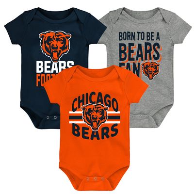 Newborn & Infant Orange/Navy/Heathered Gray Chicago Bears Three-Piece 3rd Down Goal - Bodysuit Set