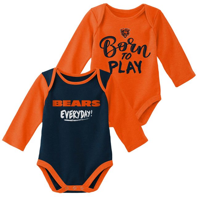 Lot de 2 bodys à manches longues Chicago Bears Little Player pour nouveau-nés et nourrissons orange/bleu marine