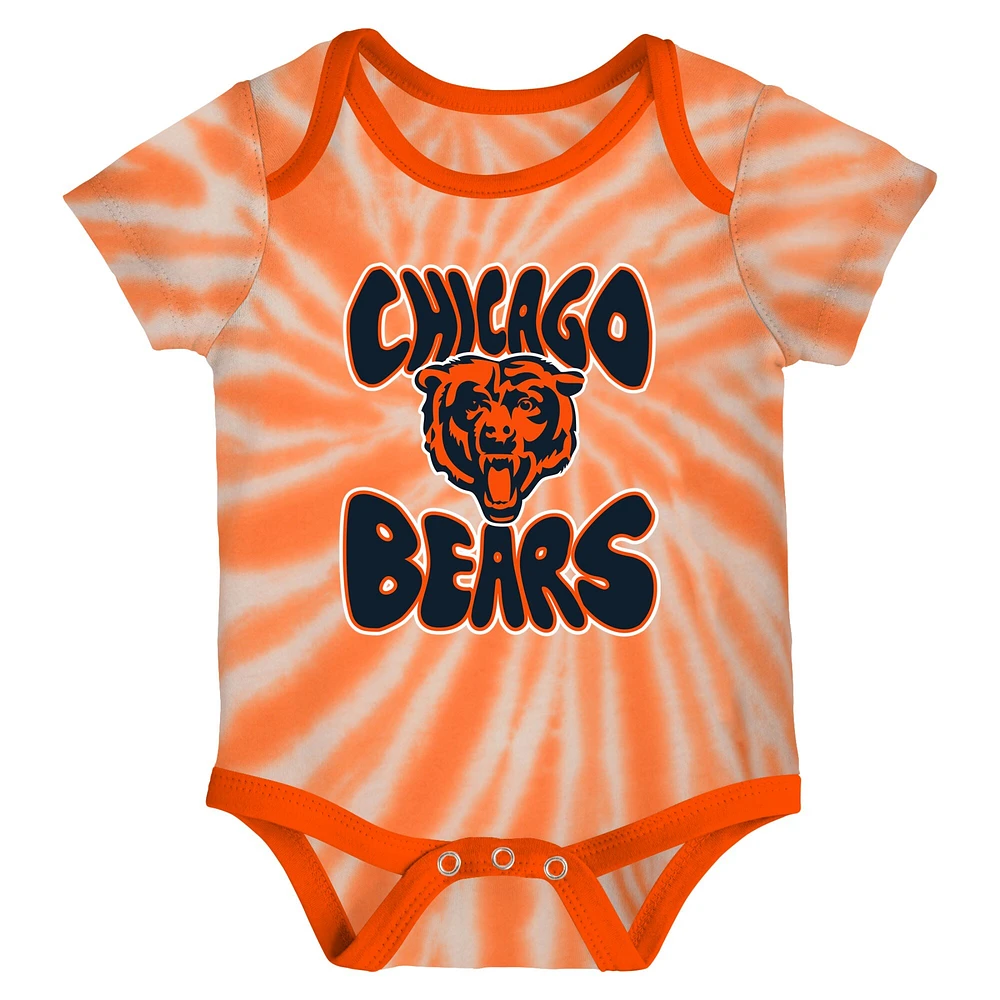 Newborn & Infant White/Orange Chicago Bears Monterey Tie-Dye - 2-Pack Bodysuit Set