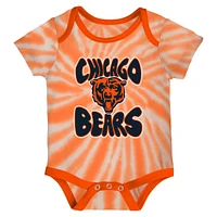 Newborn & Infant White/Orange Chicago Bears Monterey Tie-Dye - 2-Pack Bodysuit Set