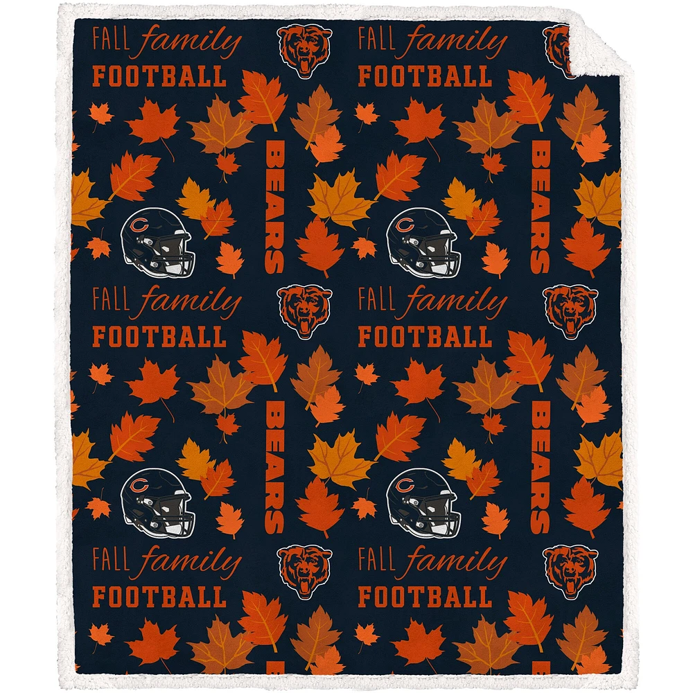 Couverture Sherpa en flanelle polaire Pegasus Chicago Bears automne, famille et football