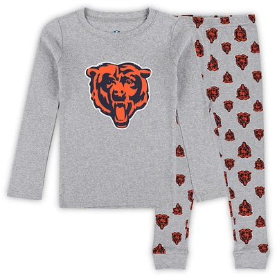 Ensemble de nuit avec t-shirt et pantalon à manches longues gris chiné pour enfants d'âge préscolaire Chicago Bears